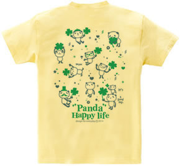 パンダとクローバー【両面】　WM～WL•S～XL　Tシャツ【受注生産品】 3枚目の画像