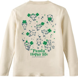 パンダとクローバー【両面】 長袖Tシャツ S～XL【受注生産品】 3枚目の画像