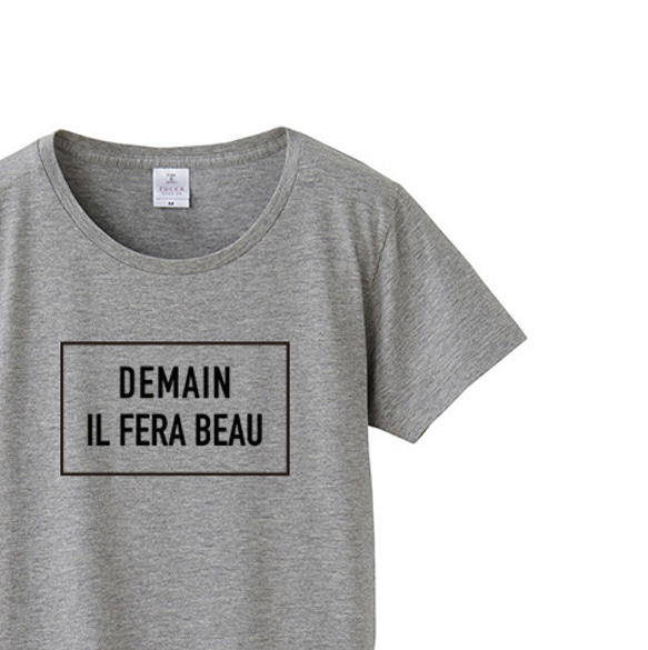 [稍微薄]明天會好的〜Demain，il fera beau .~French logo Women S~LT shirt [按 第1張的照片