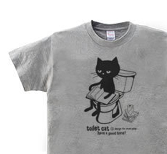 トイレとねこ　150.160（女性M.L） Tシャツ【受注生産品】 1枚目の画像