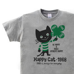 ハッピー・キャット　150.160（女性M.L） Tシャツ【受注生産品】 1枚目の画像