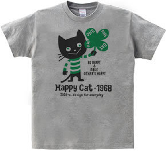 ハッピー・キャット　150.160（女性M.L） Tシャツ【受注生産品】 2枚目の画像