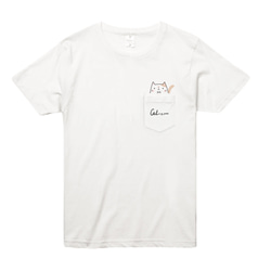 【やや薄手】CAT in my pocket　S～XL ポケットTシャツ【受注生産品】 3枚目の画像