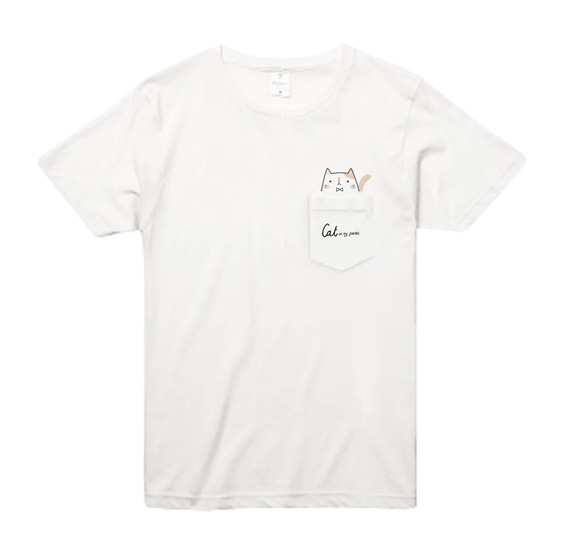 【やや薄手】CAT in my pocket　S～XL ポケットTシャツ【受注生産品】 3枚目の画像