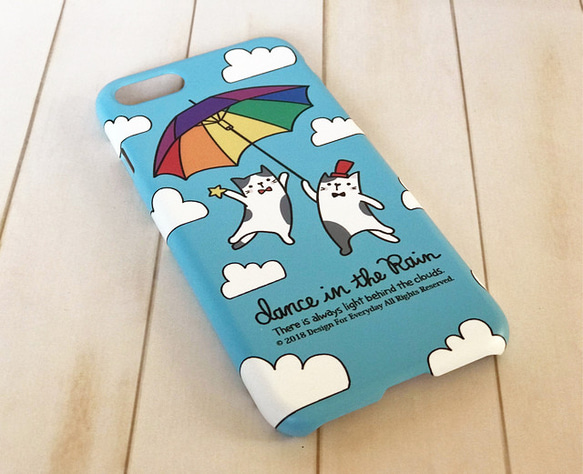 彩虹雨傘和貓iPhone 8/7 6 / 6s 5 / 5s / SE智能機箱【定制】 第4張的照片