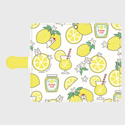 レモンと白ねこ   手帳型スマホケース　Android S.M 対応【受注生産品】 2枚目の画像