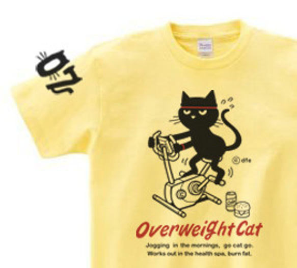 【即納品】フィットネスバイクと猫　 Sサイズ（女性M-L相当）　Tシャツ 2枚目の画像