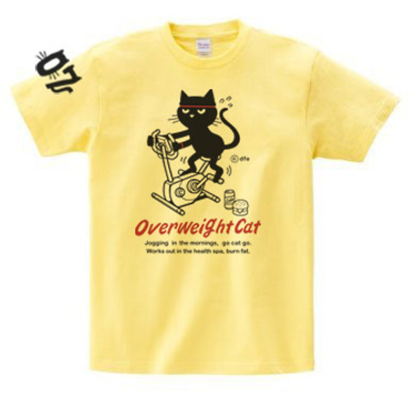 【即納品】フィットネスバイクと猫　 Sサイズ（女性M-L相当）　Tシャツ 3枚目の画像