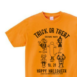 【販売終了】【再販】ハロウィン TRICK OR TREAT　150.160（女性M.L） Tシャツ【受注生産品】 1枚目の画像