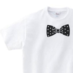だまし絵　水玉 蝶ネクタイ（リボン）Tシャツ　　S〜XLサイズ【受注生産品】 1枚目の画像