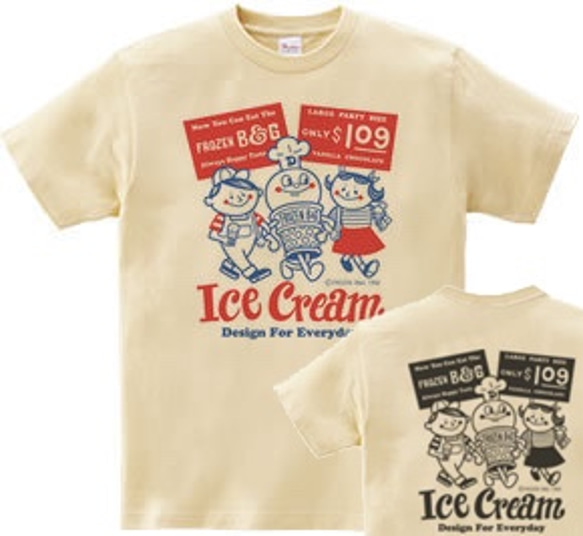 アイスクリームBoy&Girl　両面　WM～WL•S～XL　Tシャツ【受注生産品】 1枚目の画像