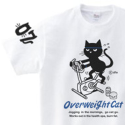【再販】フィットネスバイクと猫　150.（女性S〜M相当） S～XL Tシャツ【受注生産品】 1枚目の画像