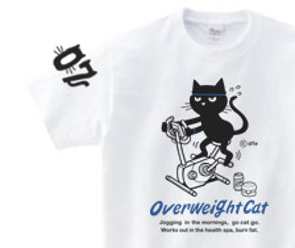 【再販】フィットネスバイクと猫　150.（女性S〜M相当） S～XL Tシャツ【受注生産品】 1枚目の画像