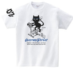 【再販】フィットネスバイクと猫　150.（女性S〜M相当） S～XL Tシャツ【受注生産品】 2枚目の画像