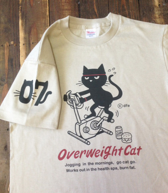 【再販】フィットネスバイクと猫 150.（女性S〜M相当） S～XL　Tシャツ【受注生産品】 3枚目の画像