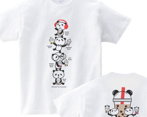 タピオカ・パンダ【両面】 WM～WL•S～XL Tシャツ【受注生産品】 T