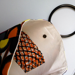 アフリカンプリントのリングハンドルバッグ/大水玉柄 4枚目の画像