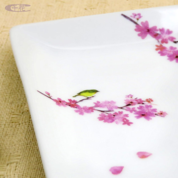 桜とウグイス＊スクウェアプレートセット［ID：C01122-1］ 2枚目の画像
