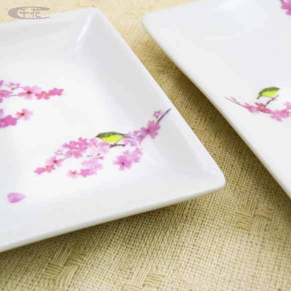 桜とウグイス＊スクウェアプレートセット［ID：C01122-1］ 3枚目の画像