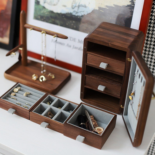冷蔵庫のデザイン 木製アクセサリー収納 イヤリング ジュエリー