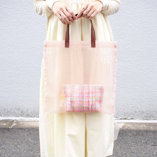 モジョカマー【Mojocamar】 メッシュバッグ　ピンク 美品 Mojocamer モジョカマー メッシュトートバッグ ピンク