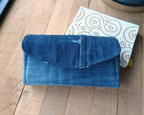 デニム リメイク 長財布 デニム 長財布 ロングウォレット ベルト−A 財布 リメイク