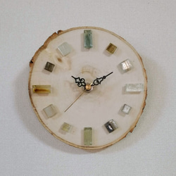 白樺とガラスタイルの掛け時計　1010　掛時計 5枚目の画像