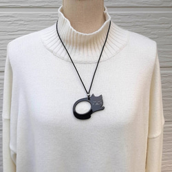 ★ペンダント　ルーペ　ねこ型★　いねむり猫ちゃん　母の日　老眼鏡　拡大鏡　 2枚目の画像