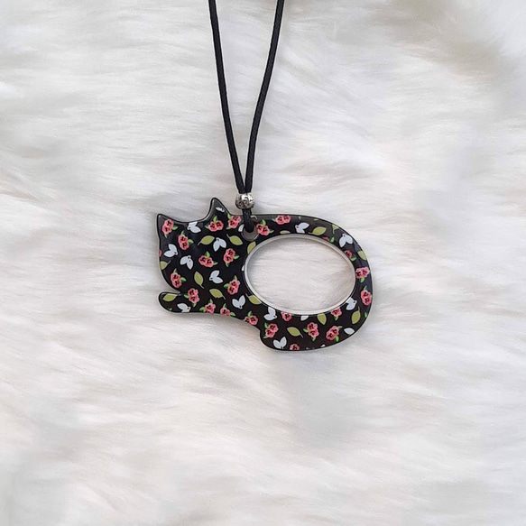 ★ペンダント　ルーペ　ねこ型★　いねむり猫ちゃん　母の日　老眼鏡　拡大鏡　 3枚目の画像