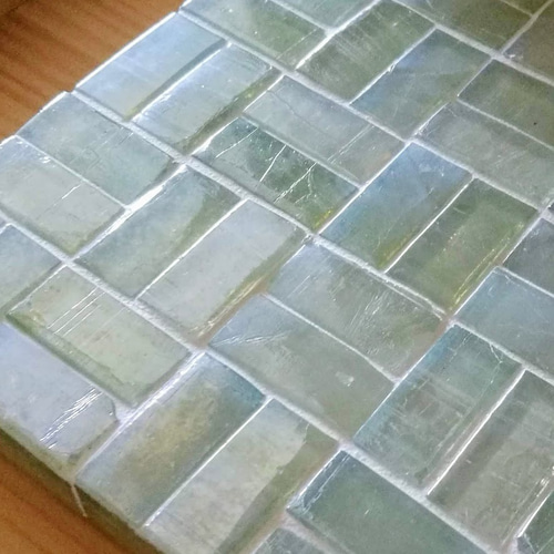 アンティークデザイン◾️ガラス天板×タイル張り ディスプレイ台/ 飾り台 ☆ガラスタイルのディスプレイ台 4013☆ 眼鏡 鍵 時計 トレー 花瓶