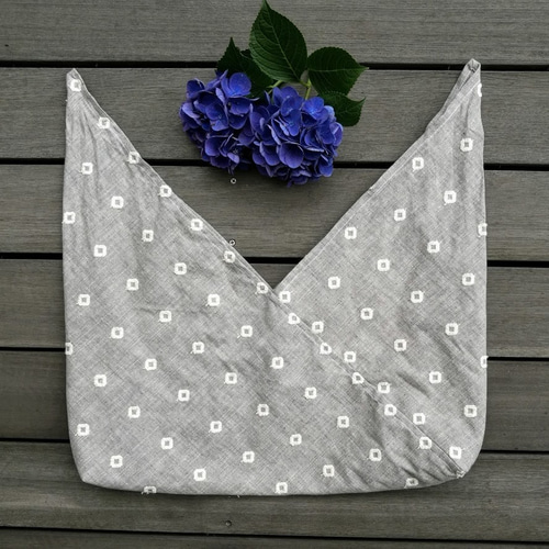 ☆あずま袋（中） グレー刺繍 5007☆ 東袋 綿麻 エコバッグ 風呂敷