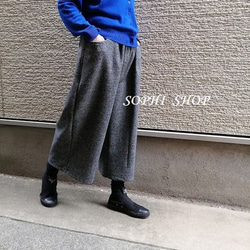 2025AW♥イタリア製ツィード♥『甘くなりすぎない』細見え♥ワイドパンツ【M,L,2L,3L,4L】 2枚目の画像