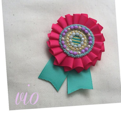 ＊ビーズ刺繍ロゼット＊ chicchic rosette ＊no.9＊ 1枚目の画像