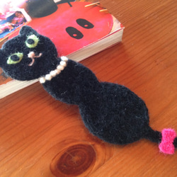 黒猫ちゃんのしおり（パール・Sサイズ） 3枚目の画像