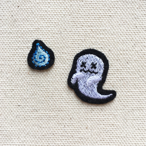 ポイトコセのアイロンワッペン《ばってんおばけと青い火の玉