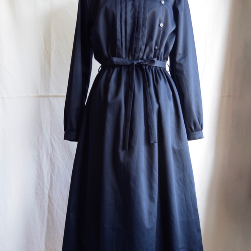 SALE】コットンサテンのデザインワンピース＊黒 ワンピース one