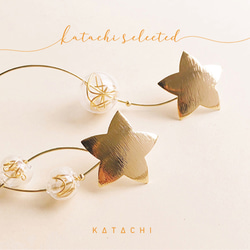 Katachi Selected・「18Kガラスボール」星のデザイン/吊り下げピアス&イヤリング 3枚目の画像