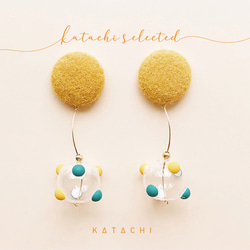 Katachi Selected・「18Kガラスボール」惑星の吊り下げピアス(Lサイズ) 1枚目の画像