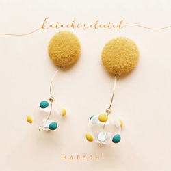 Katachi Selected・「18Kガラスボール」惑星の吊り下げピアス(Lサイズ) 2枚目の画像