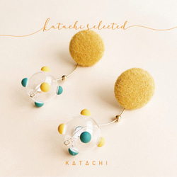 Katachi Selected・「18Kガラスボール」惑星の吊り下げピアス(Lサイズ) 3枚目の画像