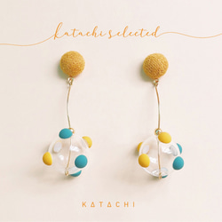 Katachi Selected・「18Kガラスボール」惑星の吊り下げピアス(Mサイズ) 1枚目の画像