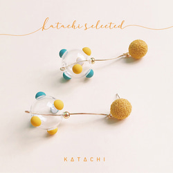 Katachi Selected・「18Kガラスボール」惑星の吊り下げピアス(Mサイズ) 3枚目の画像