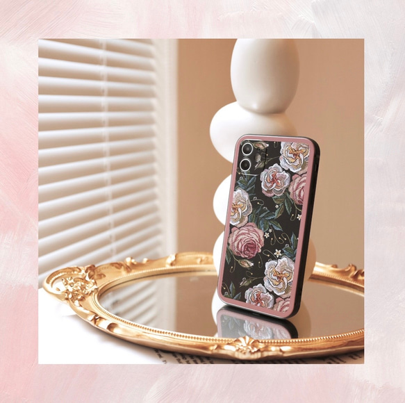 Katachi Selected・ 「欧風レトロ薔薇柄」iPhone スマホケース★ロマンチック　大人女子 10枚目の画像