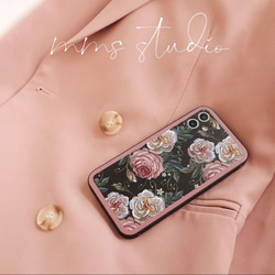 Katachi Selected・ 「欧風レトロ薔薇柄」iPhone スマホケース★ロマンチック　大人女子 2枚目の画像