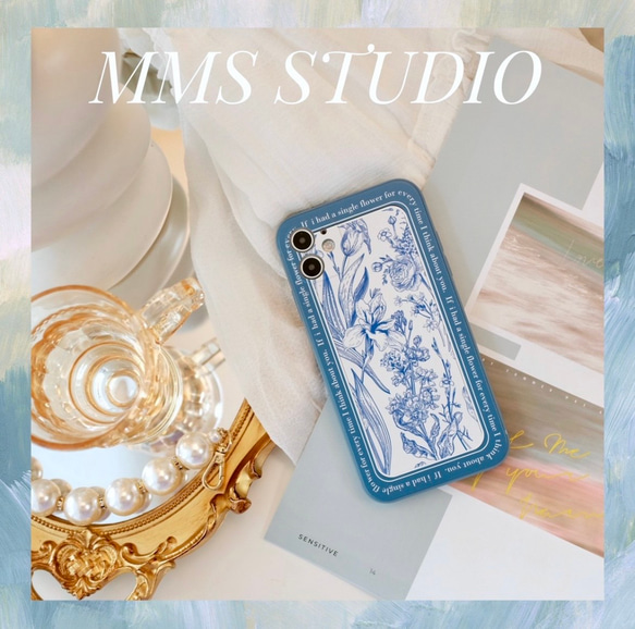 Katachi Selected・ 「青花レトロ花柄」iPhone / スマホケース★ 2枚目の画像