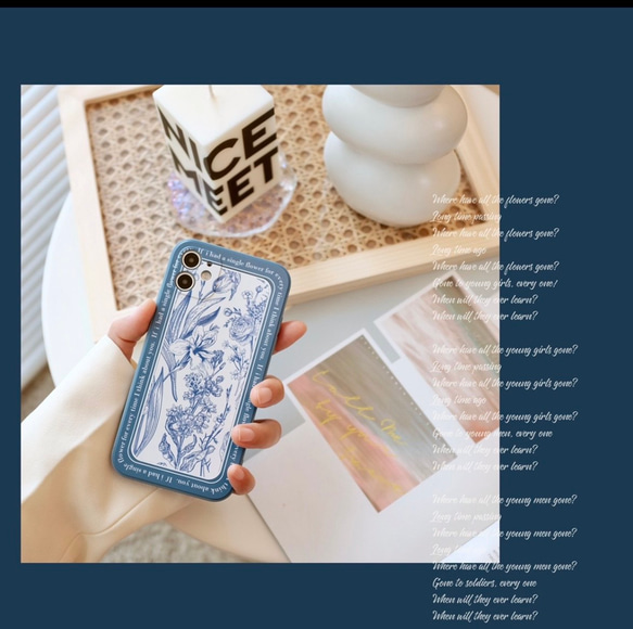 Katachi Selected・ 「青花レトロ花柄」iPhone / スマホケース★ 3枚目の画像