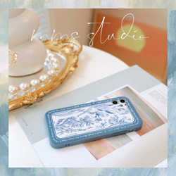 Katachi Selected・ 「青花レトロ花柄」iPhone / スマホケース★ 4枚目の画像