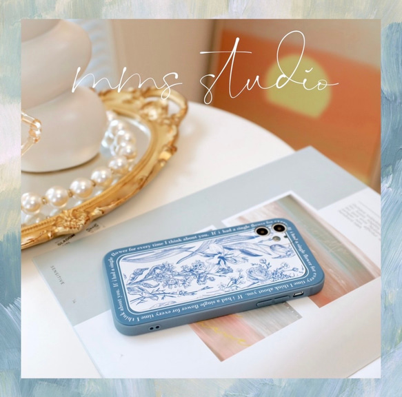 Katachi Selected・ 「青花レトロ花柄」iPhone / スマホケース★ 4枚目の画像