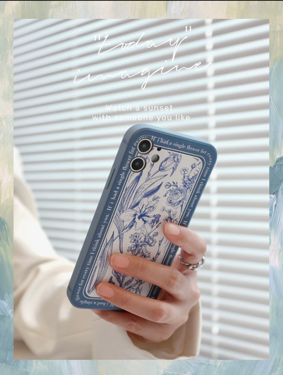 Katachi Selected・ 「青花レトロ花柄」iPhone / スマホケース★ 5枚目の画像