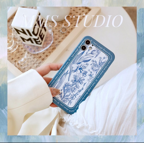 Katachi Selected・ 「青花レトロ花柄」iPhone 14/ スマホケース★ 6枚目の画像